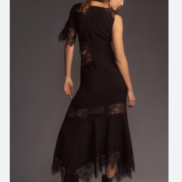 Anthropologie Hutch Asymmetrical Romantic Goth Lace Mix Slip Dress - Picture 3 of 15